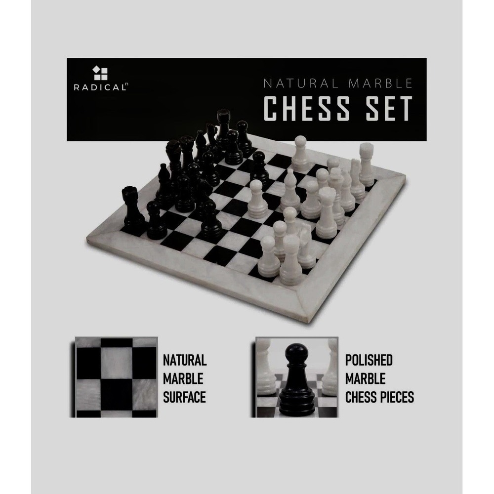 Radicaln Marble Chess Set 15 Inches White and Black Handmade Chess Board Game...